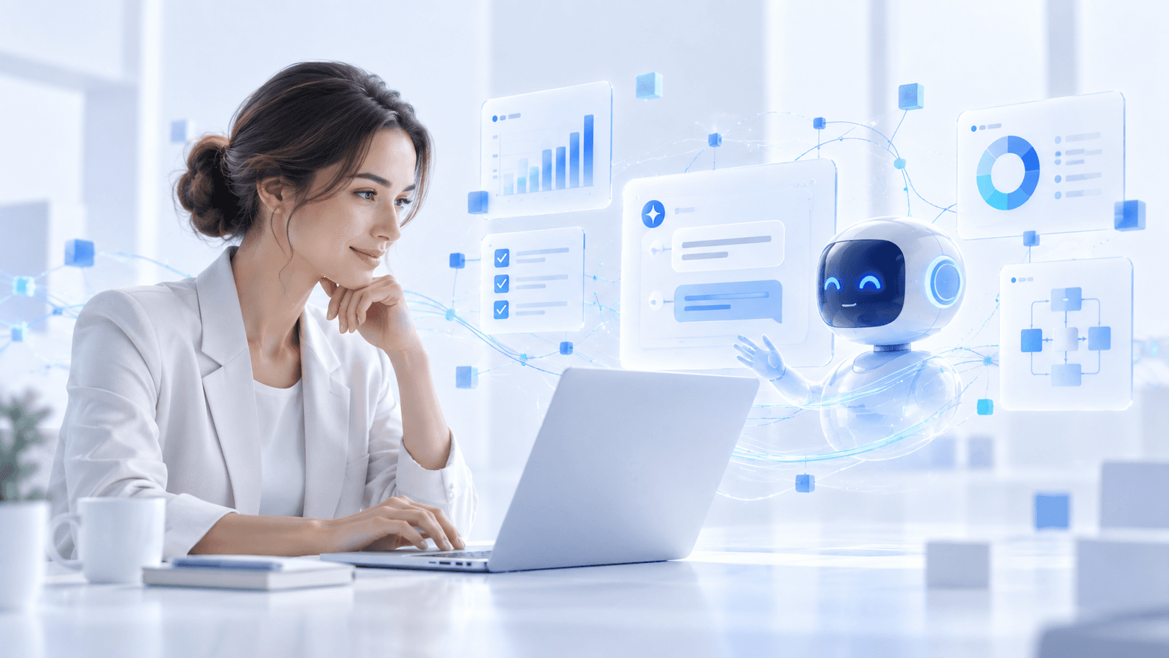 Human professional collaborating with an Artificial Intelligence assistant