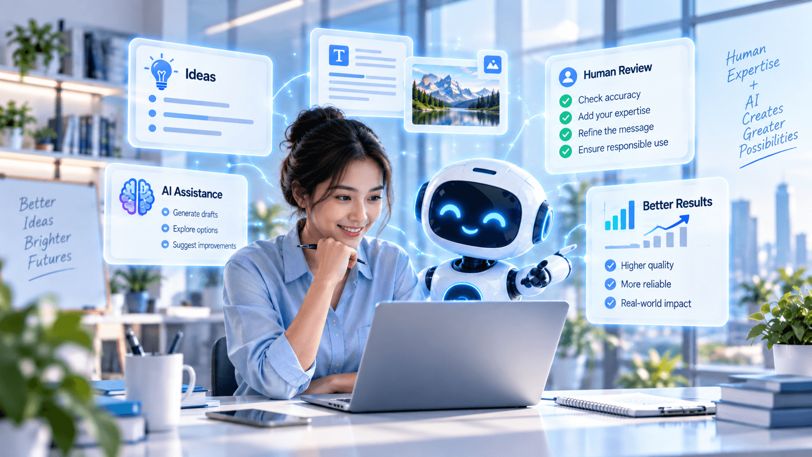 Human professional collaborating with Generative AI